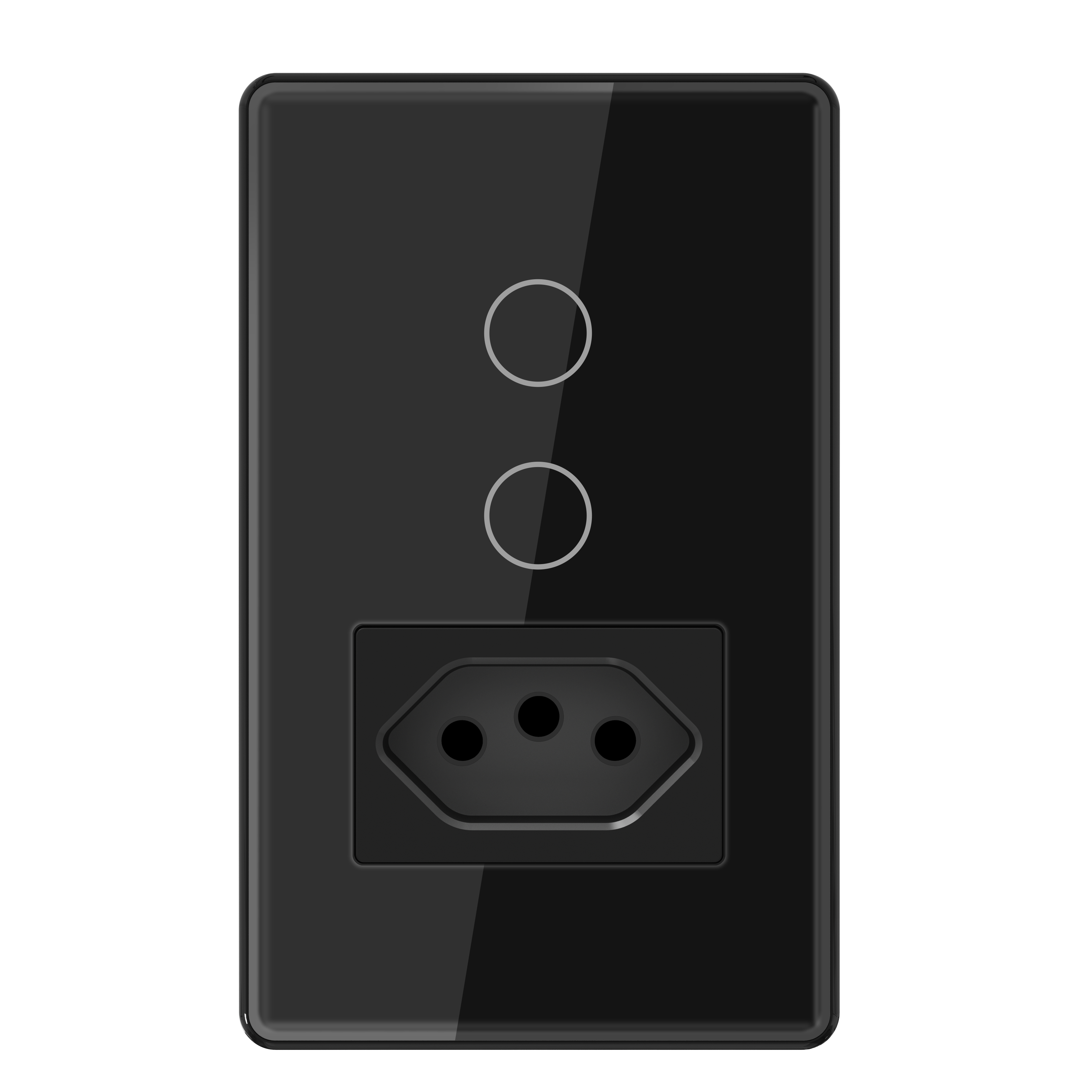 Interruptor Touch 2 Botões Com Tomada Wi-fi Primebras TP1012 Preto