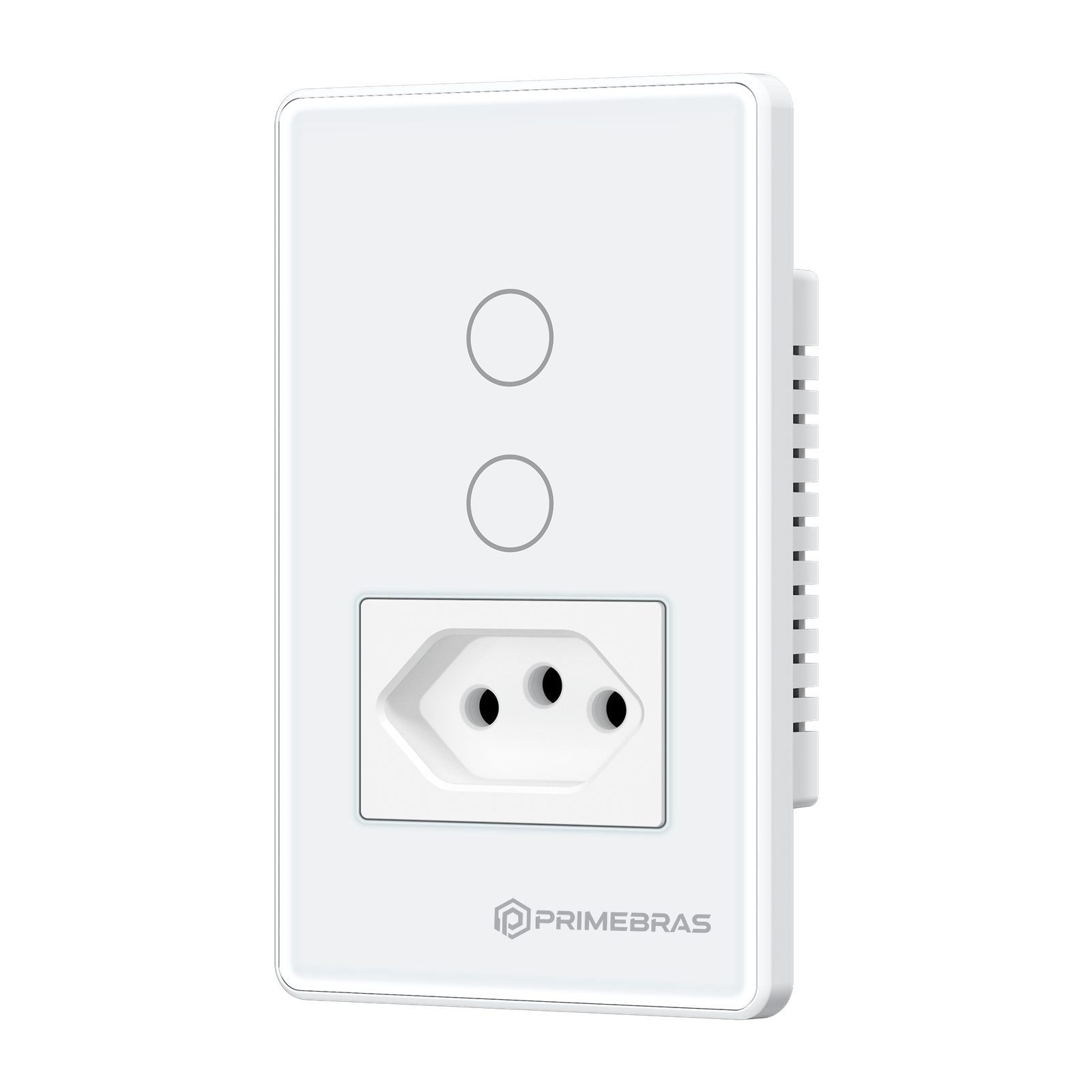 Interruptor Touch 2 Botões Com Tomada Wi-fi Primebras TP1012 Branco