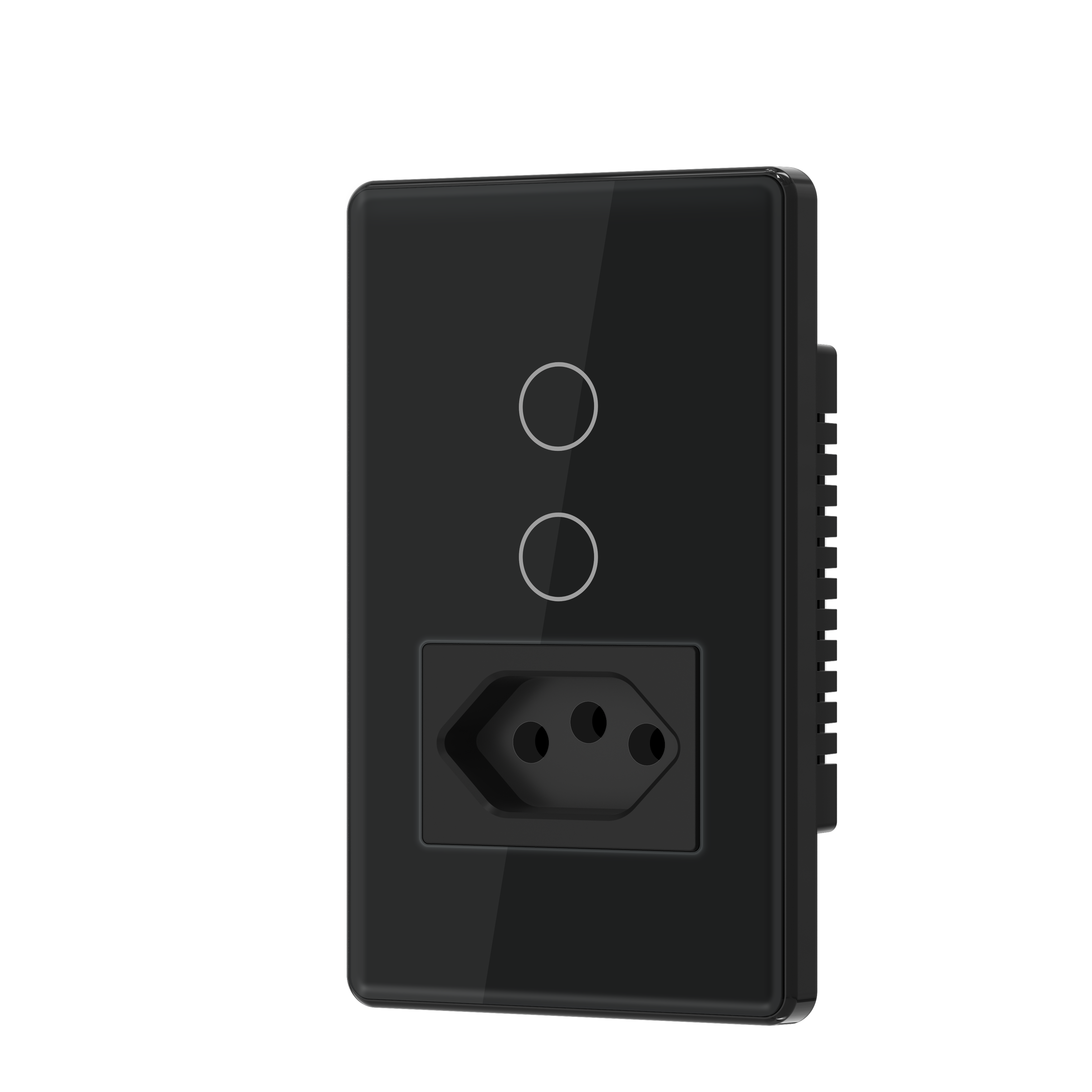 Interruptor Touch 2 Botões Com Tomada Wi-fi Primebras TP1012 Preto