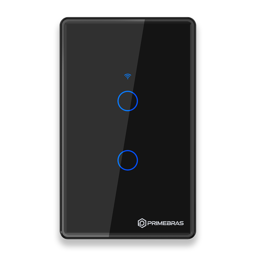 Interruptor Touch 2 Botões Wi-Fi TP1002 Preto