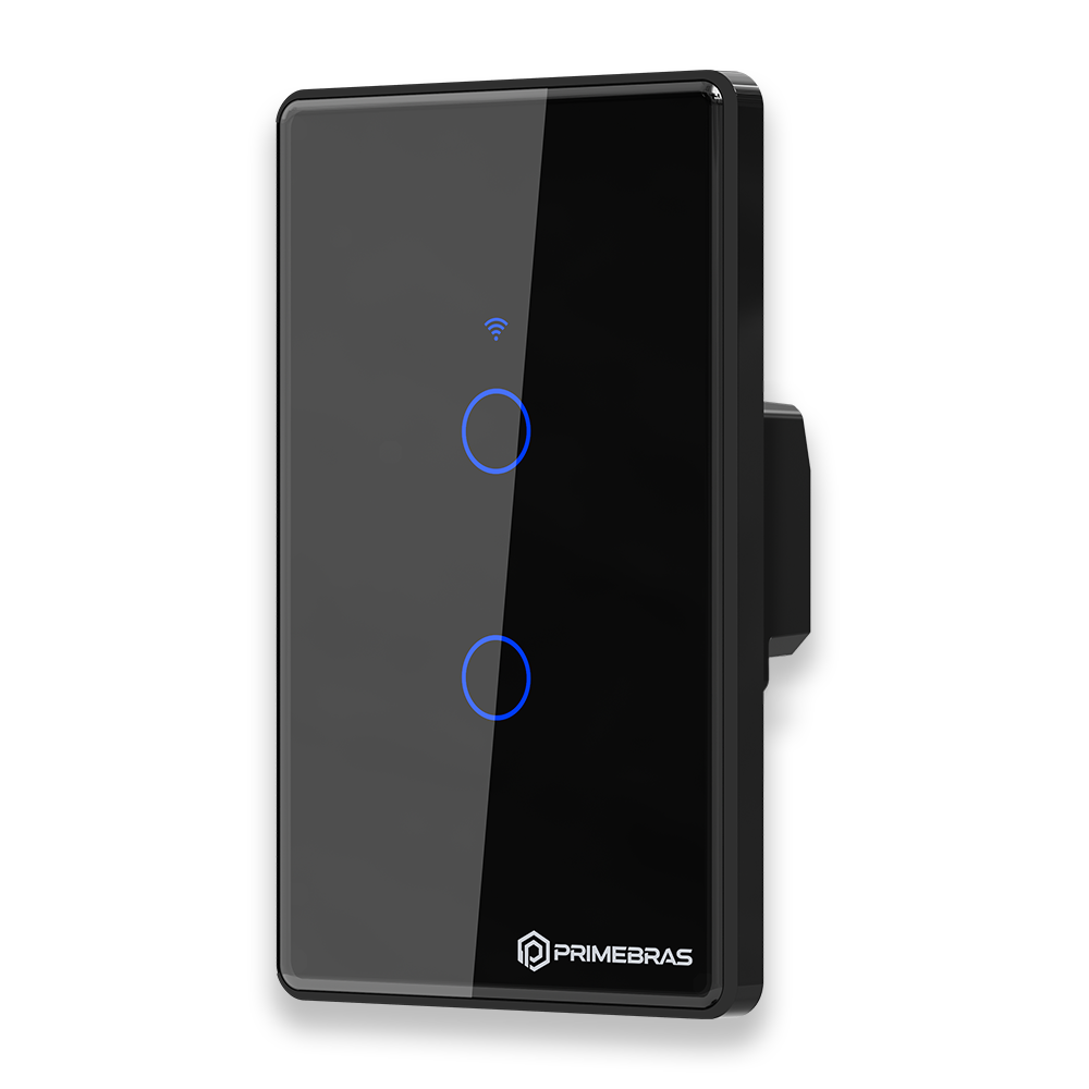 Interruptor Touch 2 Botões Wi-Fi TP1002 Preto