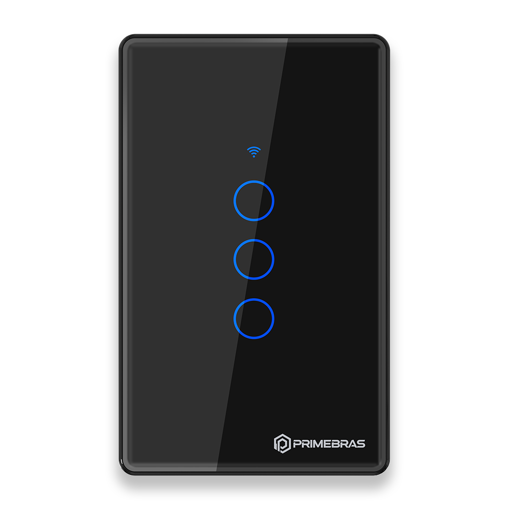 Interruptor Touch 3 Botões Wi-Fi TP1003 Preto