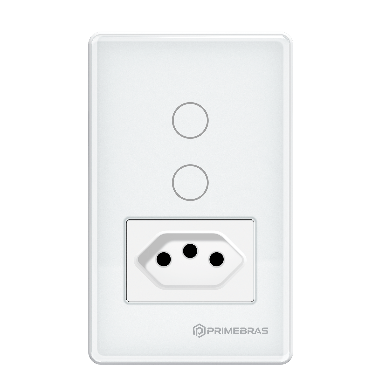 Interruptor Touch 2 Botões Com Tomada Wi-fi Primebras TP1012 Branco